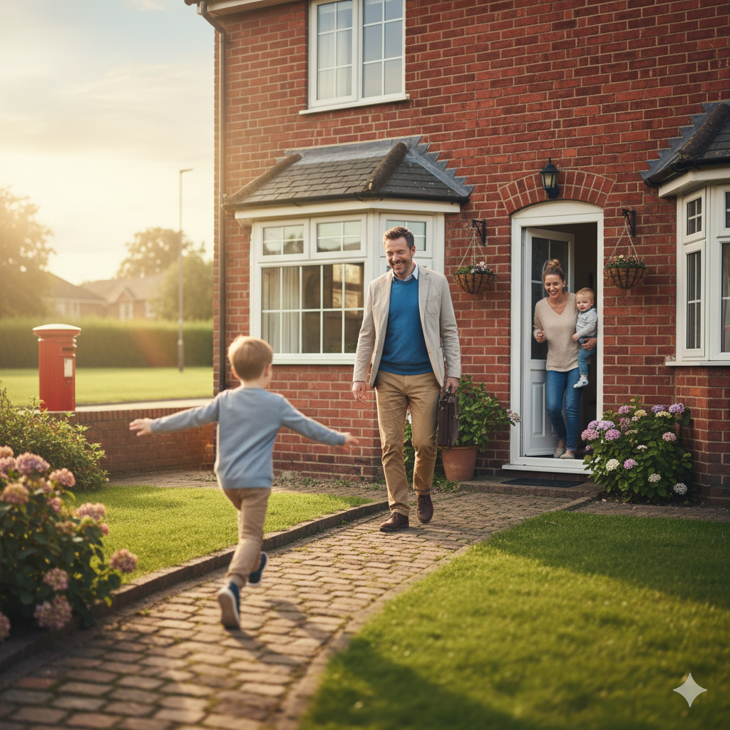 Family arriving home to their welcoming property